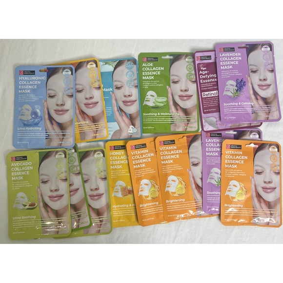 Lot Of 14 Original‎ Derma Beauty Masks Random Assortment~Avocado, Honey, Aloe - Picture 1 of 9